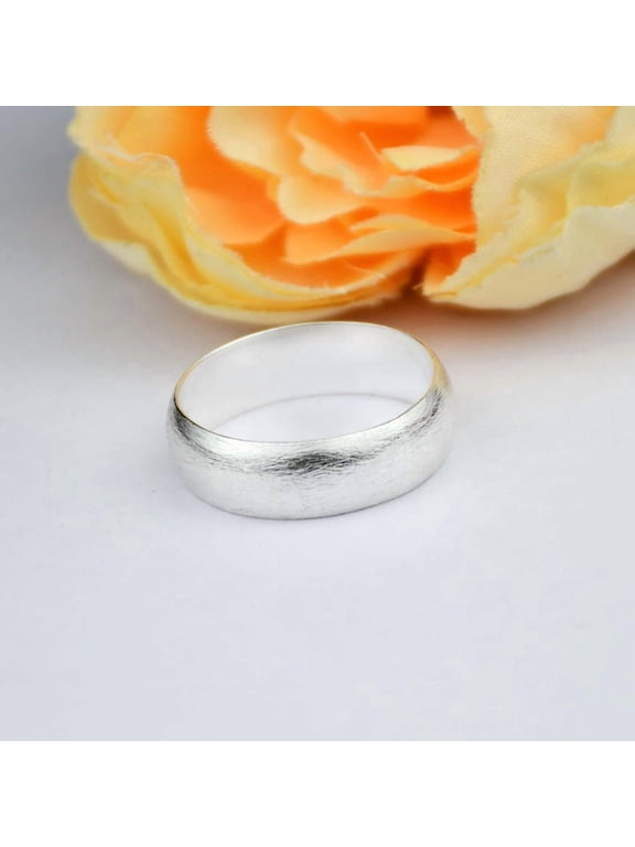 silver matte band ring, Brushed Finish Classic Artisan Silver Band Ring, Minimalist Wedding Band Jewelry for Adults