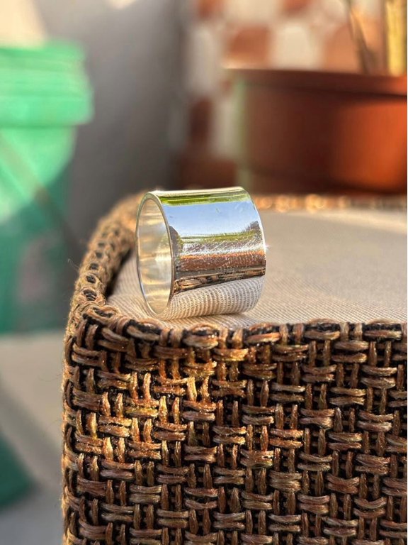 silver plated band ring, Minimalist Silver Plated Band Ring with Wide Smooth Profile, Sleek Modern Fashion Accessory for Adults Daily Wear