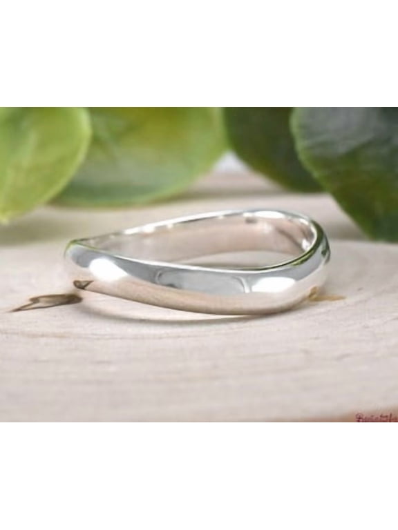 Silver Thumb Ring, Adjustable Wavy Open Band, Minimalist Stackable Ring