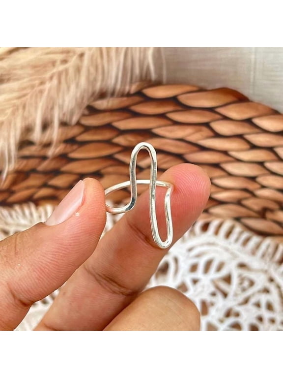 silver wave ring, Adjustable Minimalist Open Band with Coastal Undulating Design