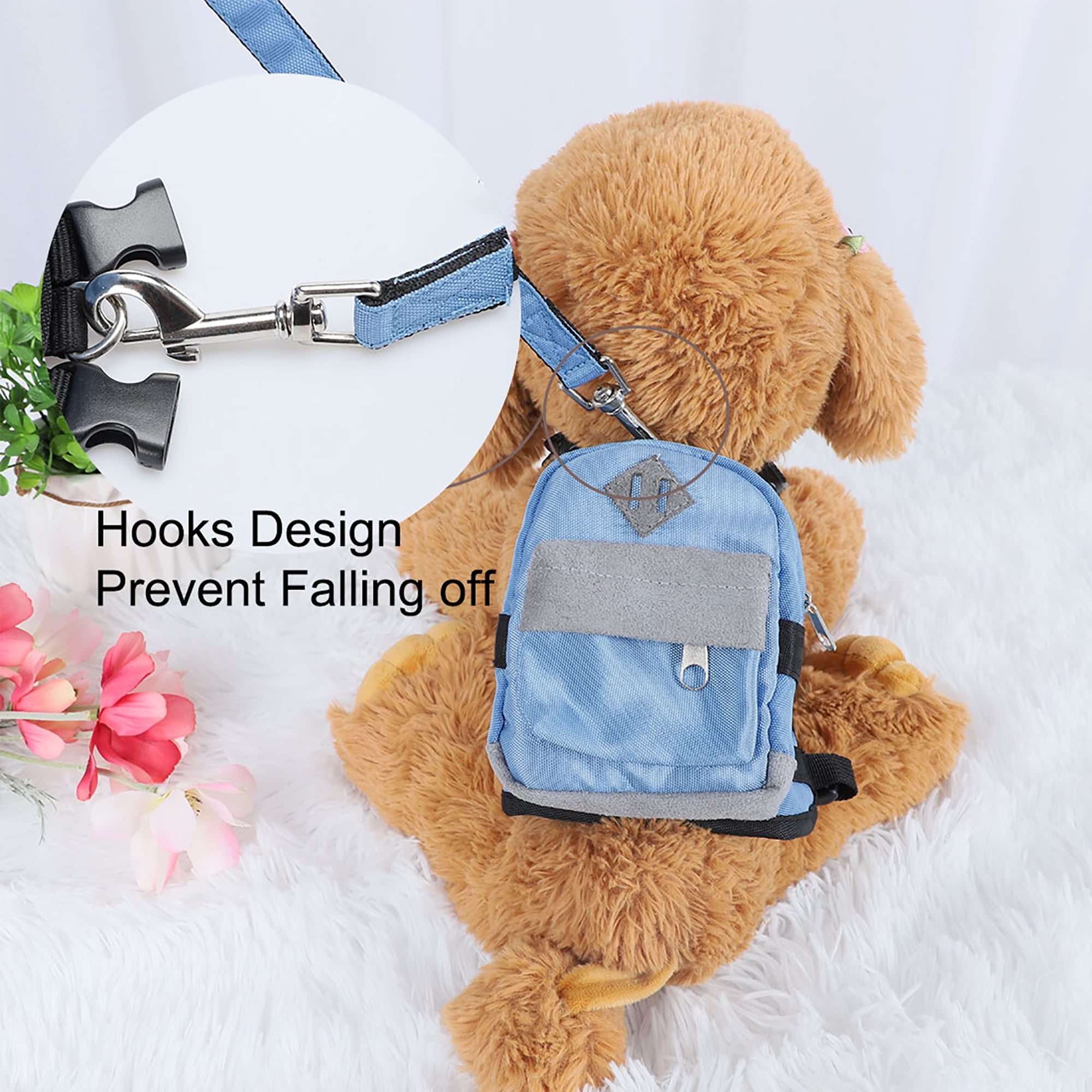 LD DOG Authorization Dog Pet Backpack Small Dog Carrier Bag Holder with Leash Rope for Outdoor Travel Camping Blue, S