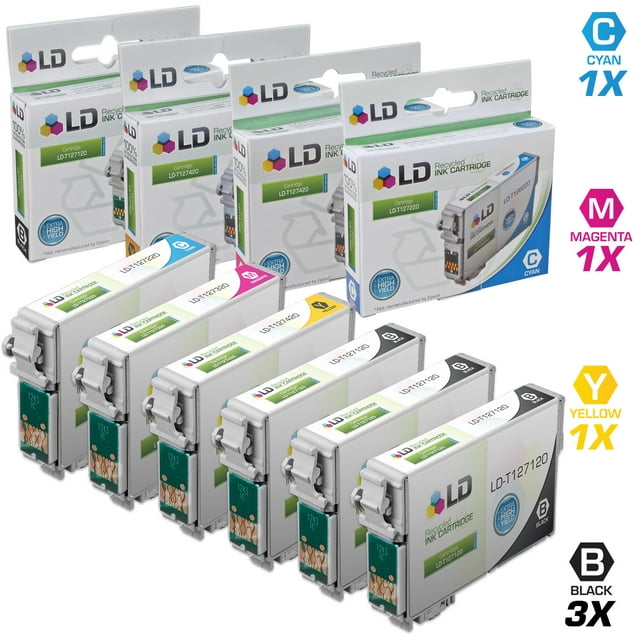 LD Epson Remanufactured T127 Set of 6 Extra High Capacity Cartridges: Includes 3 Black (T127120), 1 Cyan (T127220), 1 Magenta (T127320),1 Yellow (T127420)