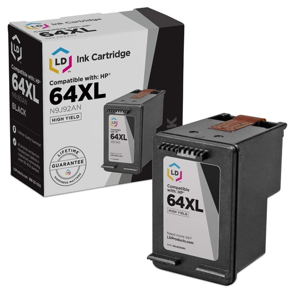 LD Products Compatible Ink Cartridge Replacement for HP 64XL N9J92AN High Yield (Black)