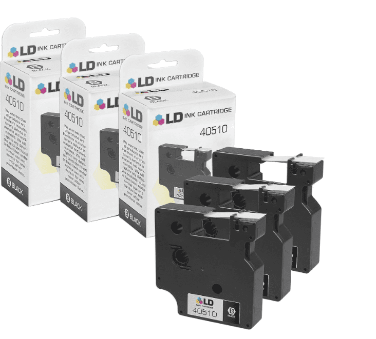 LD Products Compatible Dymo 45010 Set of 3 Black on Clear Tapes for