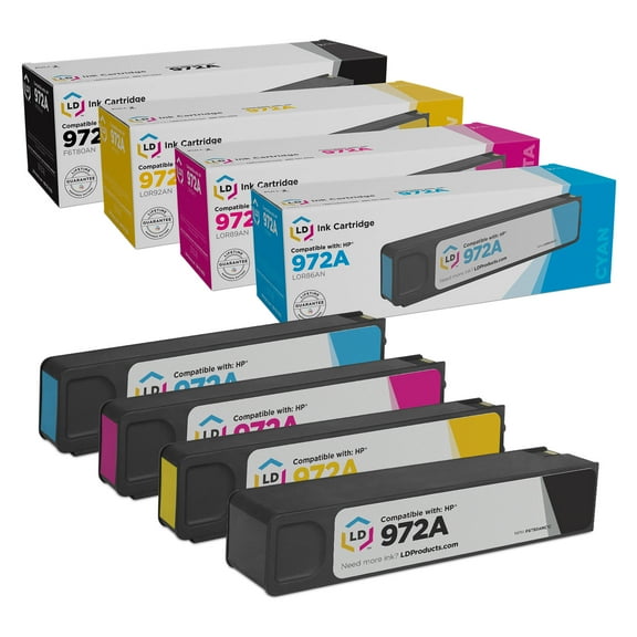 LD Products Compatible HP 972A Ink Cartridges Replacements for HP PageWide Pro MFP 477dw 577dw 452dn 552dw 577z 477dn 477dw 452dw (BCMY 4-Set, SY)