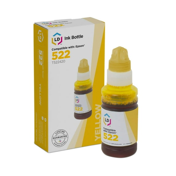 LD Products Compatible Ink Bottle Replacement for Epson EcoTank 522 T522420 (1-Pack, Yellow) for use in Printers Epson ET-2720 | ET-4700