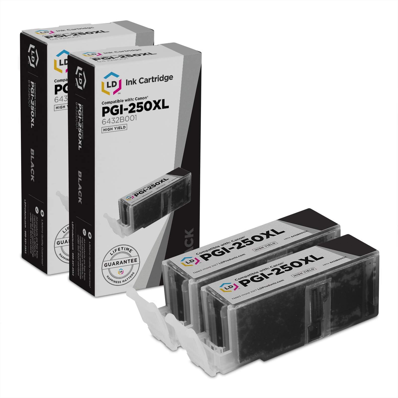 LD Products Compatible Ink Cartridge Replacement for Canon PGI-250XL 6432B001 High Yield (Pigment Black, 2-Pack)