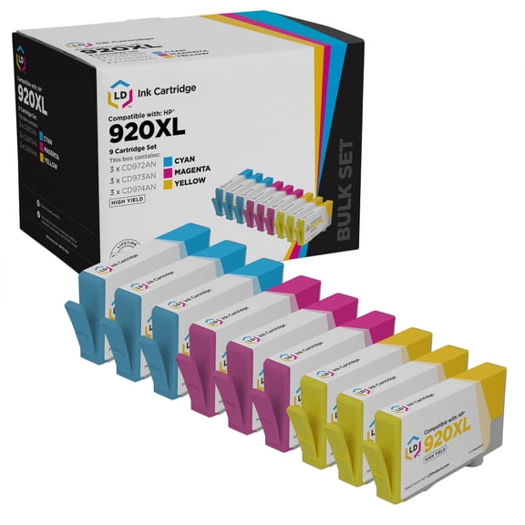 LD Products Compatible Ink Cartridge Replacement for HP 920XL High Yield (3 Cyan, 3 Magenta, 3 Yellow, 9-Pack)
