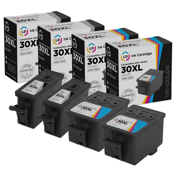 LD Products Compatible Ink Cartridge Replacement for Kodak 30XL High Yield (2 Black, 2 Color, 4-Pack)
