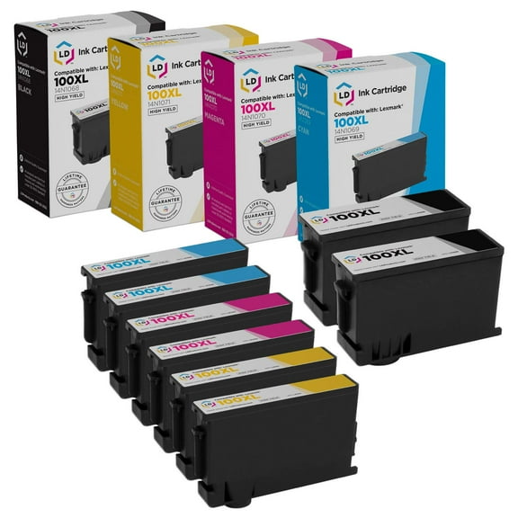 LD Products Compatible Replacement Lexmark 100XL / 100 8PK Toners: 14N1068/14N1069/14N1070/14N1071