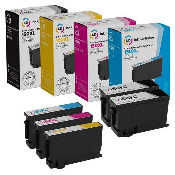 LD Products Compatible Ink Cartridge Replacement for Lexmark 150XL High Yield (2 Black, 1 Cyan, 1 Magenta, 1 Yellow, 5-Pack)