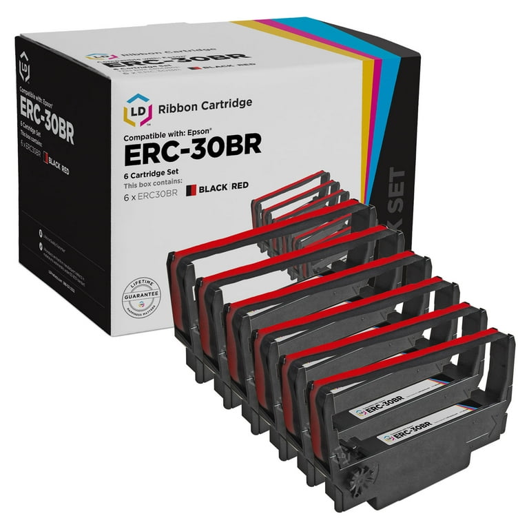  LD Products Compatible POS Ribbon Cartridge Replacement for  Epson ERC-30BR (Black & Red, 6-Pack) : Office Products
