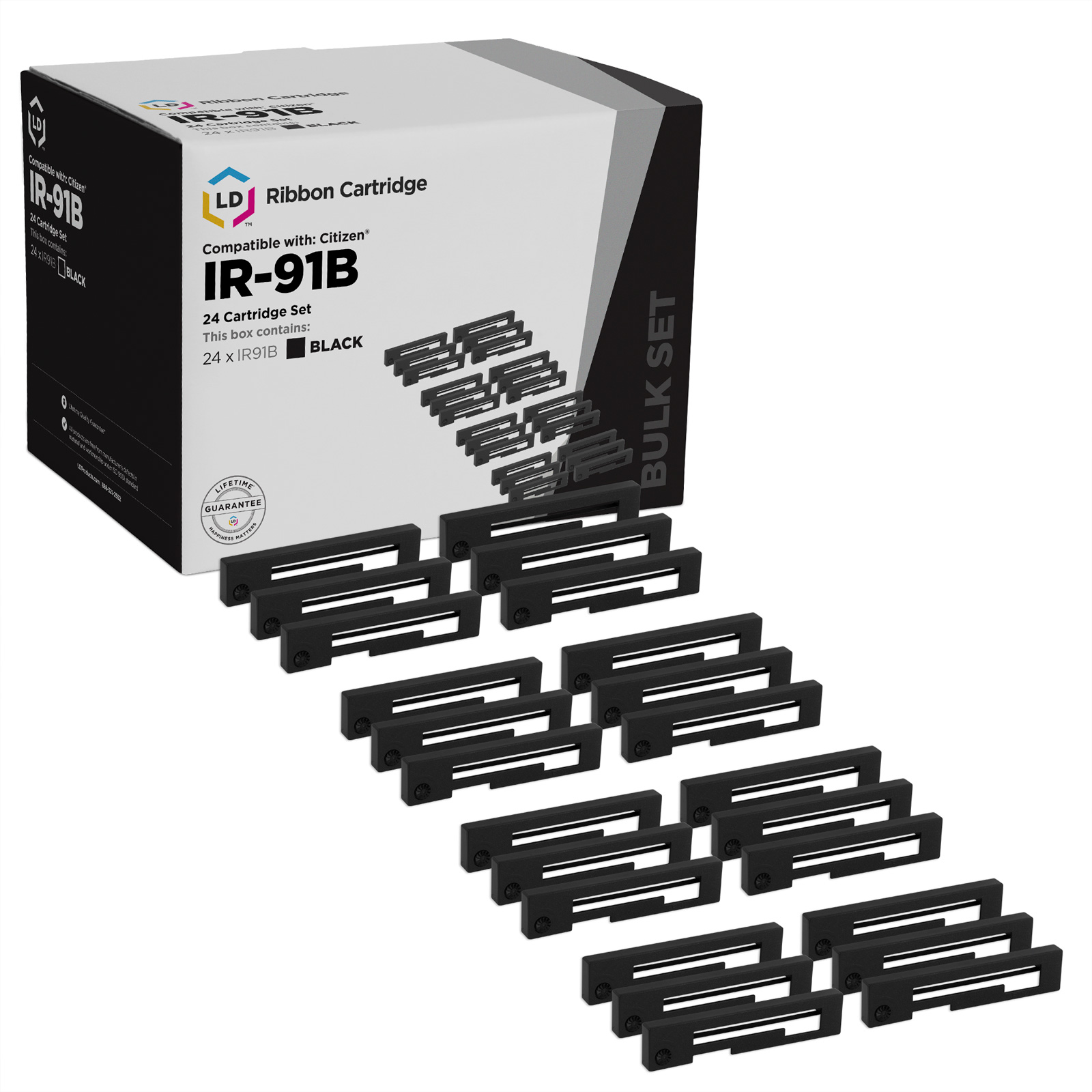 LD Products Compatible Printer Ribbon Cartridge Replacement for Citizen IR91B (Black, 24Pack