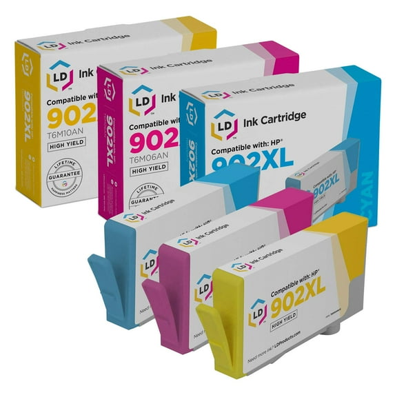 LD Products 3PK Compatible Replacement HP 902xl 902 XL Cyan Magenta Yellow Ink Cartridges