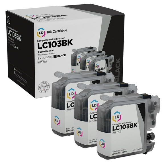 LD Products Compatible Replacement for Brother LC103XL LC103 XL Ink Cartridge High Yield MFC-J6520D (Black, 3-Packs)