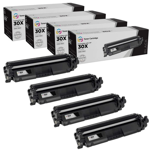 LD Products Compatible Replacements for HP 30X 30A CF230X CF230A Toner Cartridge High Yield (Black 4-Pack) for HP Laserjet Pro: M203d, M203dn, M203dw, MFP M227d, MFP M227fdn, MFP M227fdw, MFP M227sdn