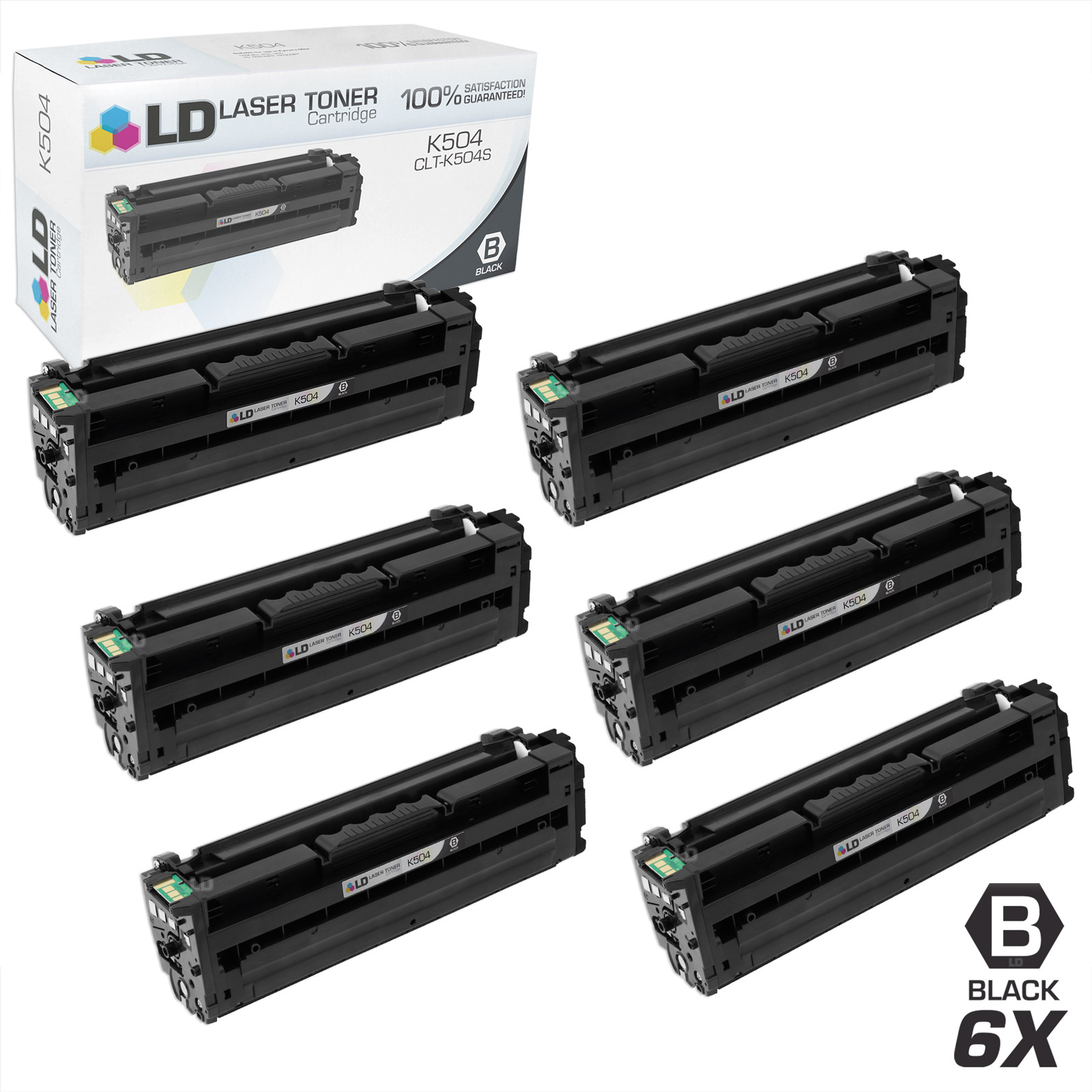 LD Products Compatible Replacements for Samsung CLP/CLX/SL Set of 6 Black Laser Toner Cartridges: 6 CLT-K504S Black - image 1 of 1