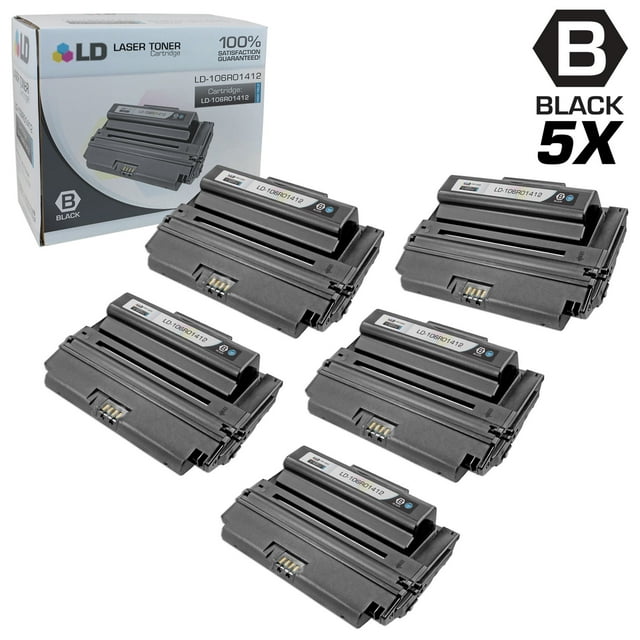 LD Products Compatible Replacements for Xerox 106R01412 Set of 5 High Yie Black Laser Toner Cartridges for use in Xerox Phaser 3300MFP