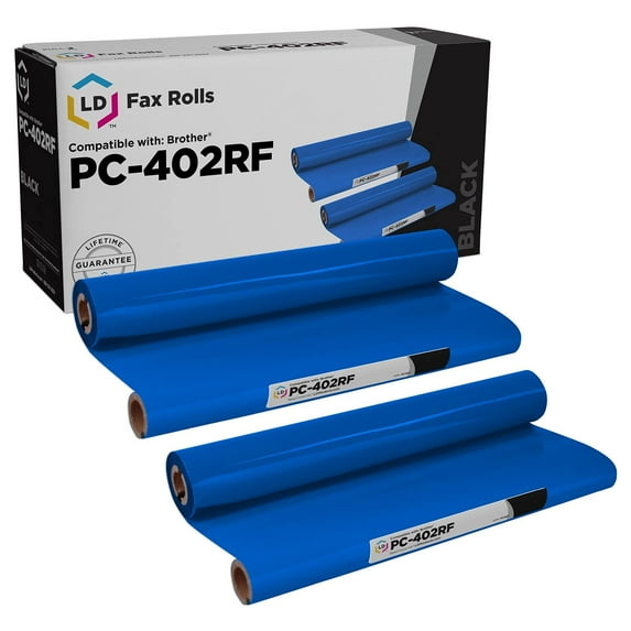 LD Products Compatible Replacement 2 Pack PC402RF Black Thermal Fax Ribbon for Brother Printer