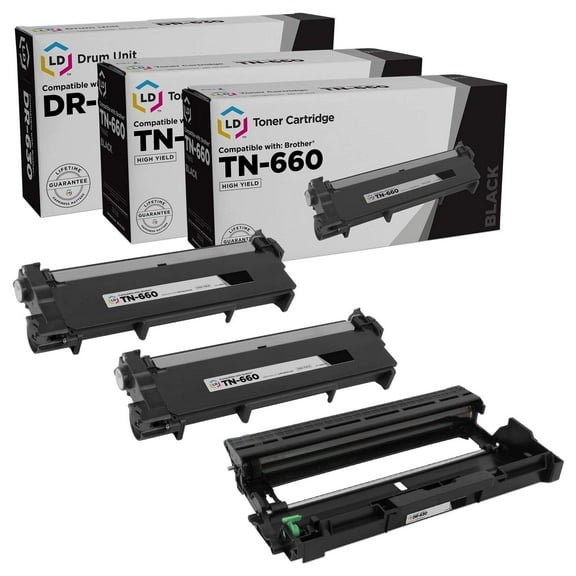 LD 3pk Compatible Replacement Black Cartridge & Drum for Brother Toner TN660 DR630 TN-660 DR-630