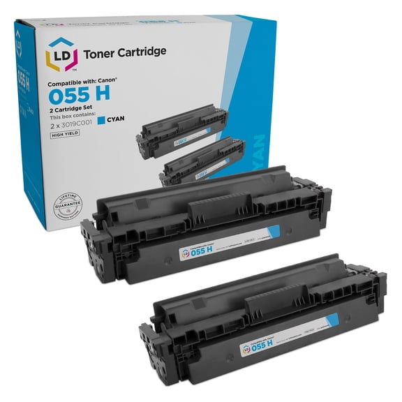 LD Products Compatible Toner Cartridge Replacement for Canon 055H (Cyan, 2PK) HY Toner