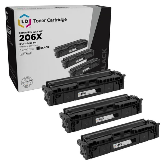 LD Products 3PK Compatible Replacement for HP 206X W2110X HY Black Toner for M255dw M283cdw M283fdw