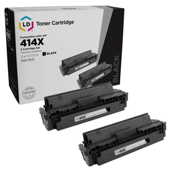 LD Products 2PK  Compatible Replacement for HP 414X W2020X HY Black Toner for M454dn, Pro MFP M479dw