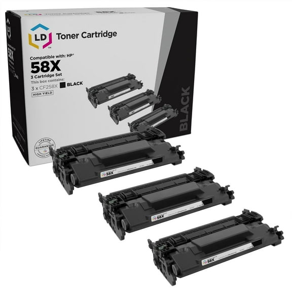 LD Products 3PK Compatible Replacement HP 58X CF258X HY Black Toner w/CHIP LaserJet Pro M404 M428