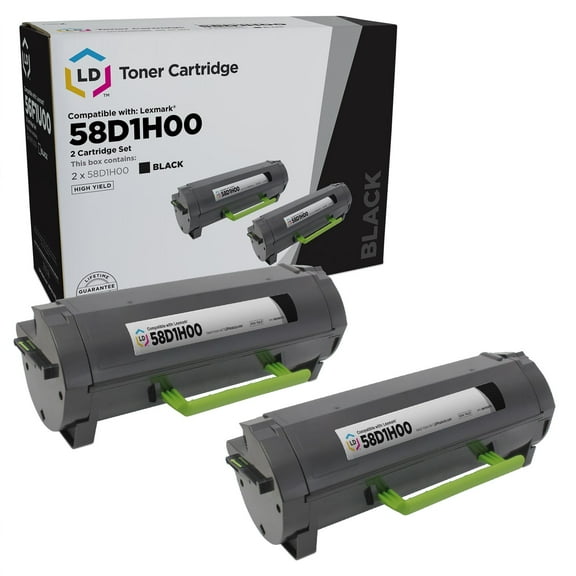 LD Products Compatible Toner Replacement for Lexmark 58D1H00 High Yield (2-Pack Black)