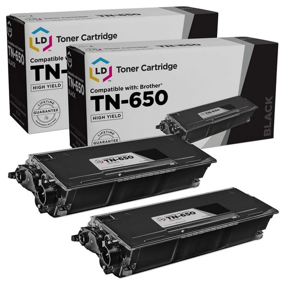 LD Products Compatible Replacement Brother TN620 / TN650 Set of 2 High Yield Black Toner Cartridges
