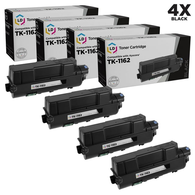 LD Products Compatible Toner Cartridge Replacement for Kyocera 1T02RY0US0 TK-1162 (Black, 4-Pack)