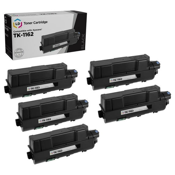 LD Compatible Replacement Kyocera TK-1162 (1T02RY0US0) Black Toner 5-Pack for ECOSYS P2040dw