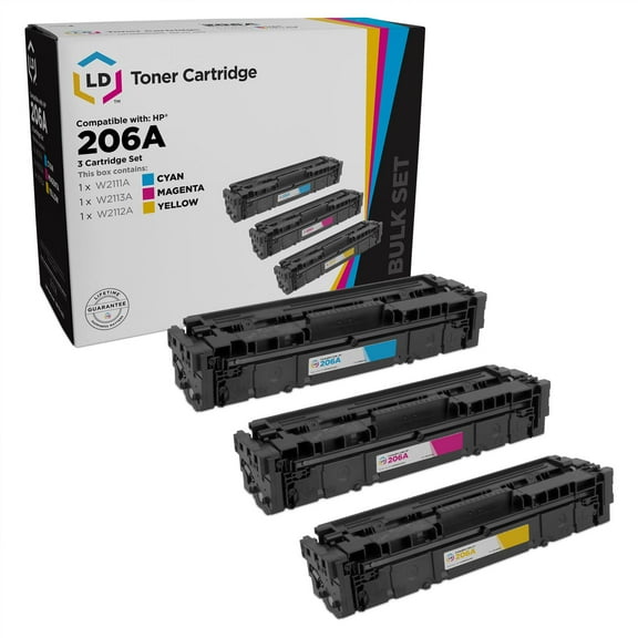 LD Products 3PK Compatible Replacement for HP 206A Cyan Magenta Yellow Toner M255dw M283cdw M283fdw