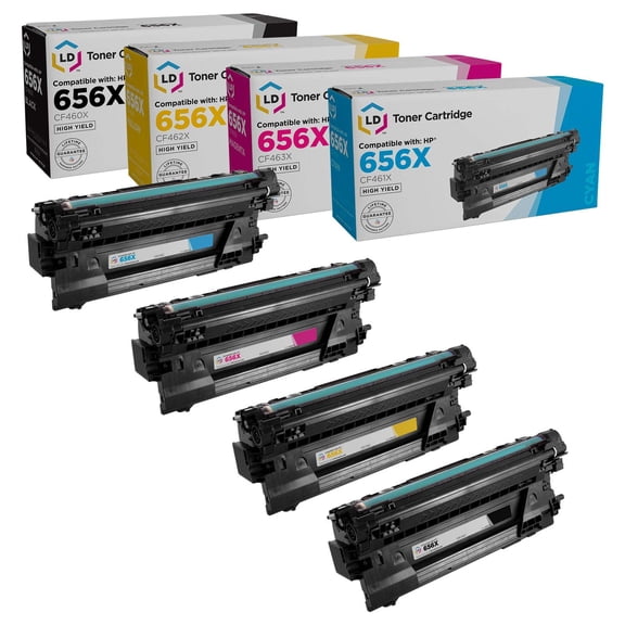 LD Compatible Toner Cartridge Replacements for HP 656X HY (Black, Cyan, Magenta, Yellow, 4PK)