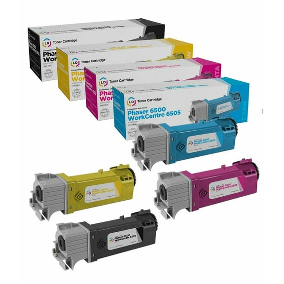 LD Compatible Replacement for  Xerox WorkCentre 6500 Set of 4 Toners (Black/Cyan/Magenta/Yellow)