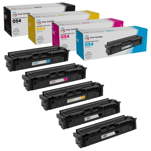 LD Compatible Toner Cartridge Replacements for Canon 054 (2 Black, 1 Cyan, 1 Magenta, 1 Yellow, 5PK)