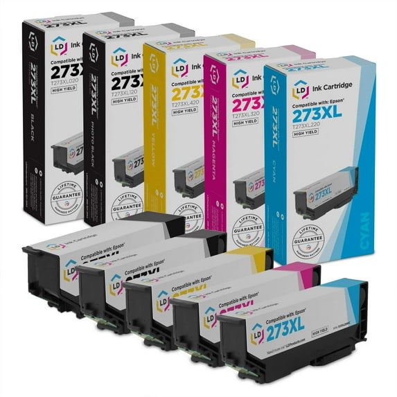 LD Reman Replacement for Epson T273XL/T273 Ink 5PK for XP 600, 610, 620, 800, 810, 820