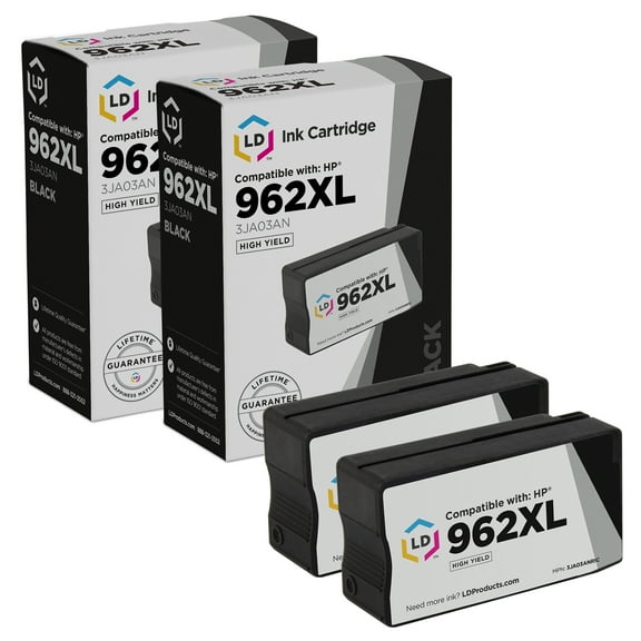 LD Products Compatible Replacement for HP 962XL 3JA03AN HY Black Ink 2PK OfficeJet Pro 9025 9018