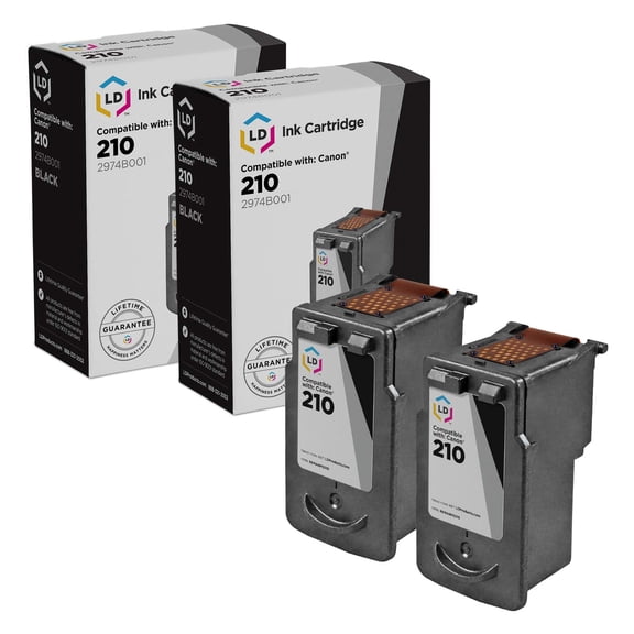 LD Reman Ink Cartridge Compatible Replacement for Canon PG-210 2974B001 (Black, 2PK)
