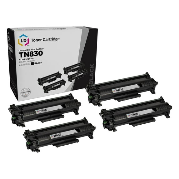 LD Products Compatible Replacement Toner Cartridge Compatible with Brother TN830 4-Pk Black