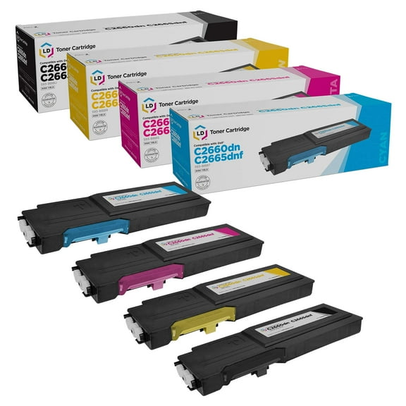 LD Products Compatible Replacements for Dell C2660dn Extra HY Toner Multicolor 4-Pack