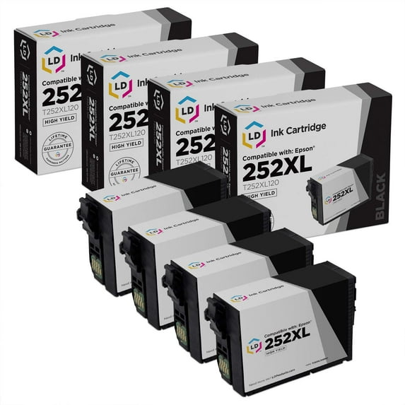 LD Products Compatible Replacements for Epson 252XL Black Ink Cartridge 4pk High Yield
