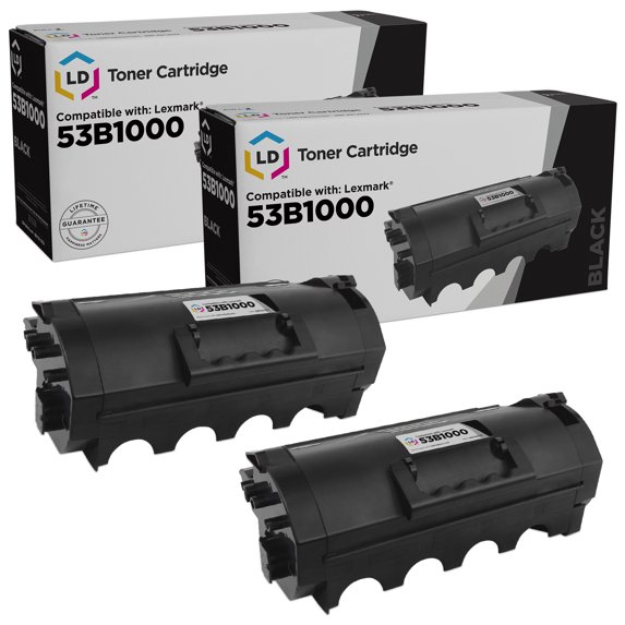 LD Products Compatible Replacement for Lexmark 53B1000 Black Toner Cartridges 2-Pack