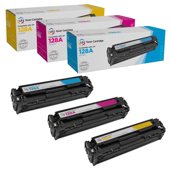 LD Products Compatible Replacement for HP 128A Toner Cartridges: Cyan Magenta Yellow