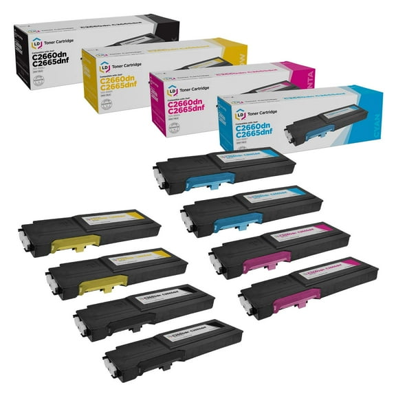 LD Products Toner Compatible Replacement for Dell C2660dn & C2665dnf HY Multicolor 8pk