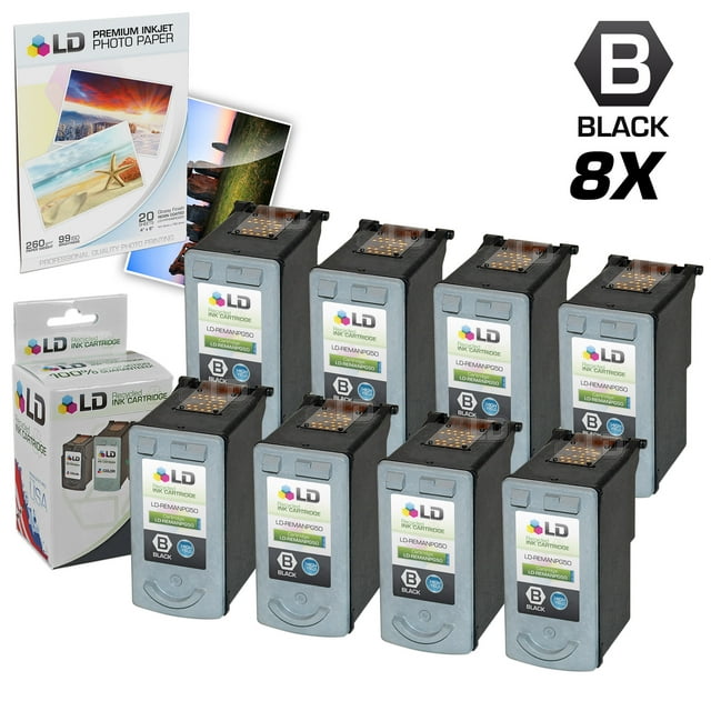 LD Remanufactured Cartridge Replacement for Canon PG50 High Capacity (Pigment Black, 8-Pack)