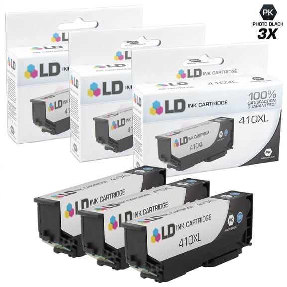 LD Reman Ink Compatible Replacement for Epson 410 410XL High Yield (Photo Black, 3-Pack)
