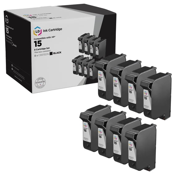LD Products Compatible Replacement Ink Cartridges for HP 15 C6615DN Black 8pk