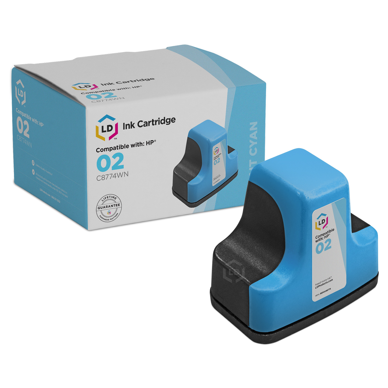 LD Remanufactured Replacement Ink Cartridge for Hewlett Packard C8774WN (HP 02) Light Cyan - image 1 of 2