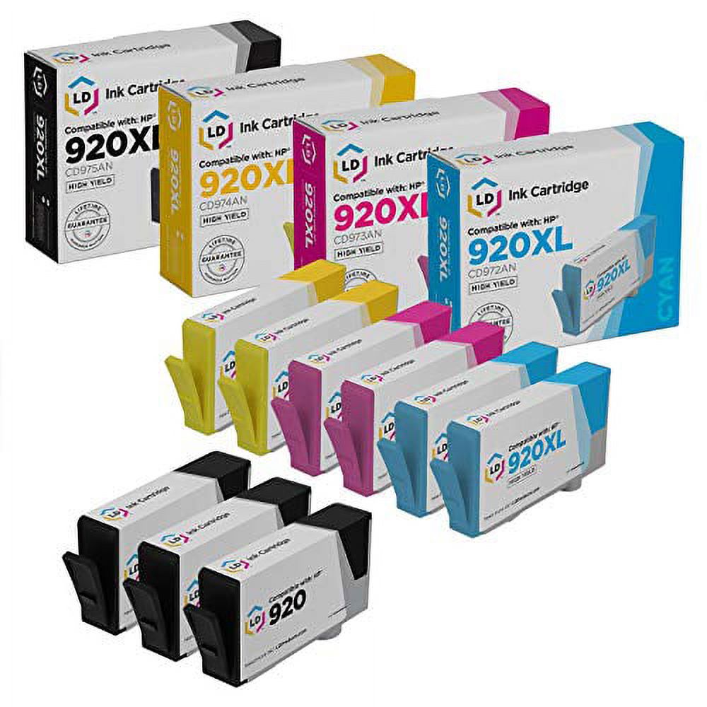 LD Remanufactured Replacements for HP 920 / 920XL Ink Cartridges: 3 Black, 2 Cyan, 2 Magenta, 2 Yellow for OfficeJet 6000, 6500, 6500a, 6500a Plus, 7000 Wide Format & 7500a - image 1 of 1